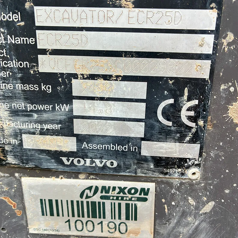 3T Excavator Volvo ECR25D 2022